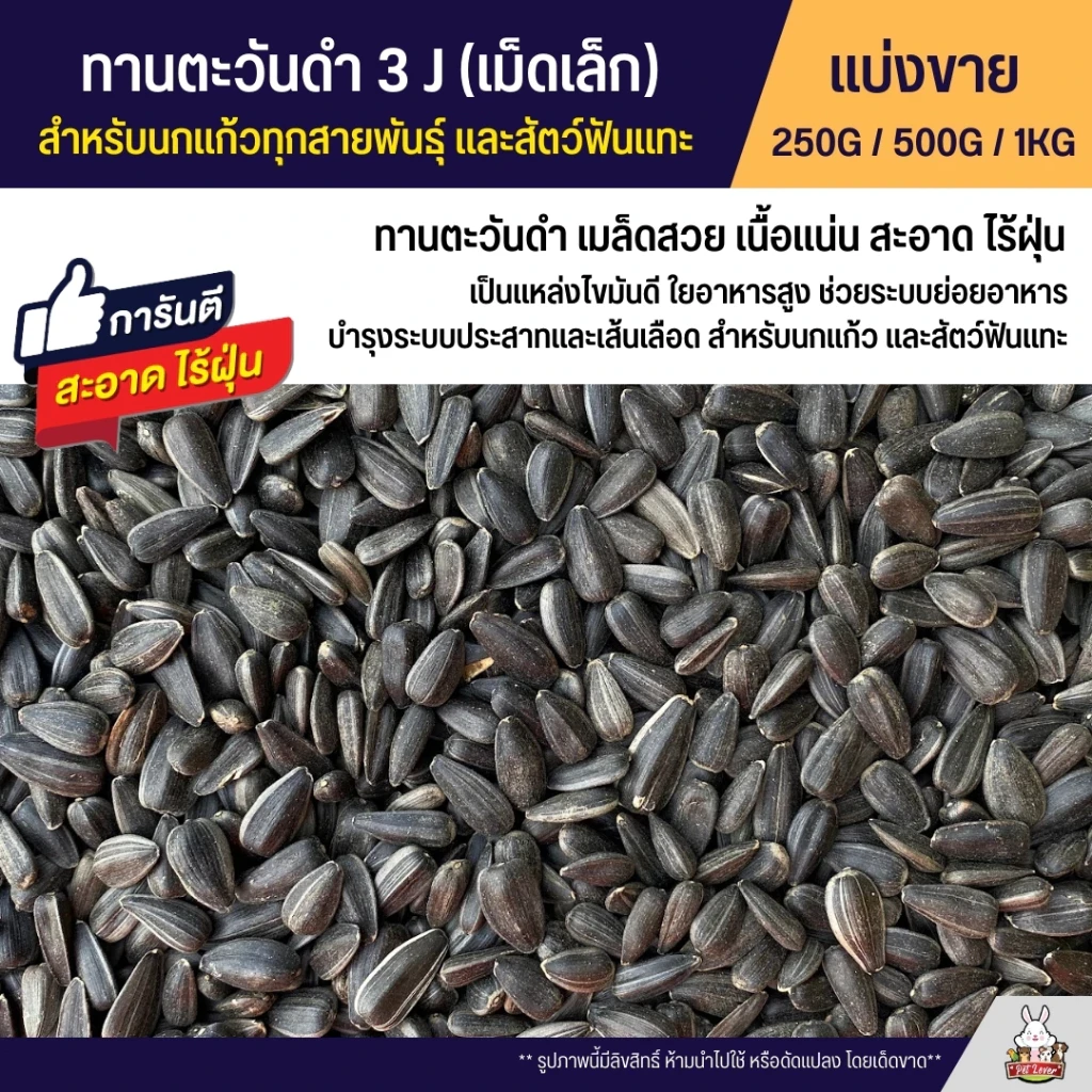 5 เหตุผลที่คุณควรเลือกซื้อ "ทานตะวันดำ 3J เม็ดเล็ก เกรดA อาหารนกแก้ว และสัตว์ฟันแทะ สะอาด ร่อนฝุ่นทุกถุง (แบ่งขาย 250G / 500G / 1KG)" (อัปเดท 2025)